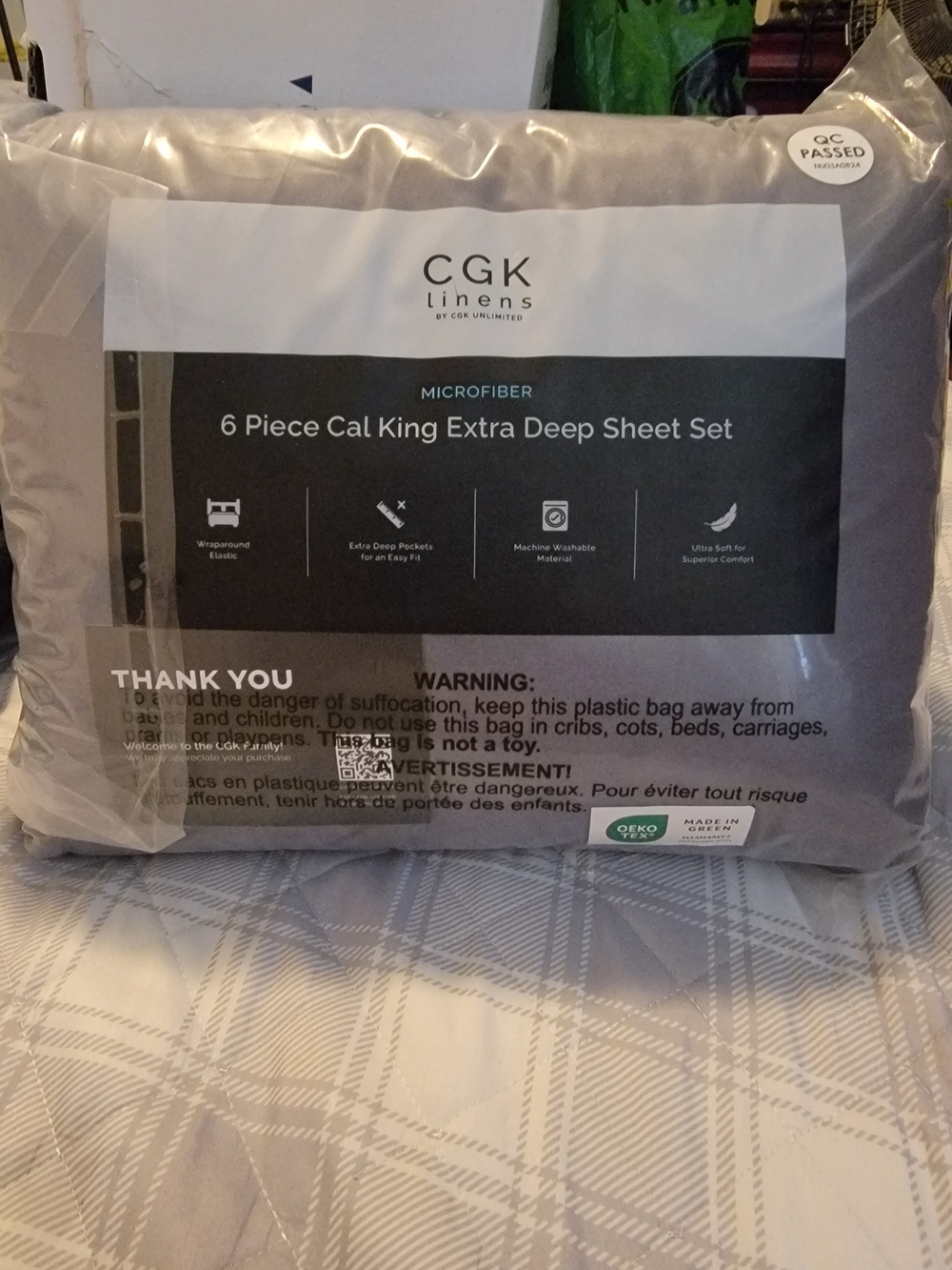 Cal King 6-Piece Extra Deep Sheet Set - Gray